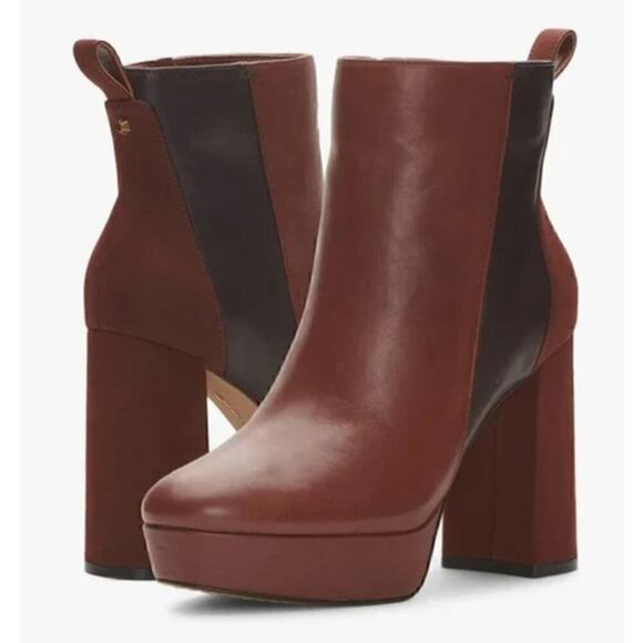 Vince Camuto Gripaula Bootie Heeled Cognac NEW 6.5 US - Picture 1 of 9